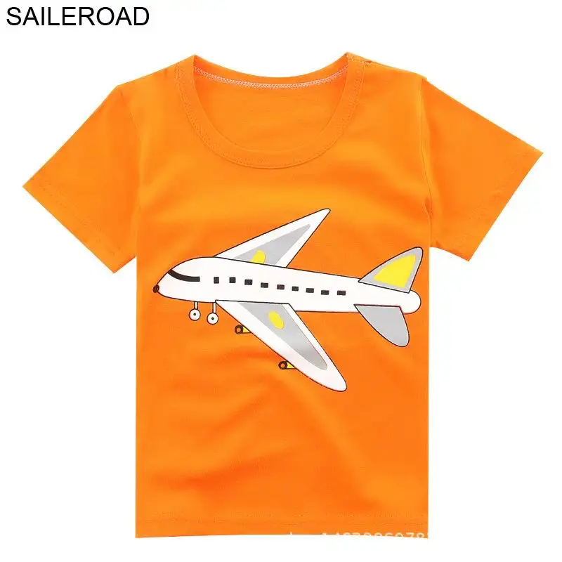 

SAILEROAD 1-5Year Cartoon Plane Boys Tops 2018 Kid T Shirts Summer Navvy Pattern Little Toddler Girls Shorts Shirts for Children