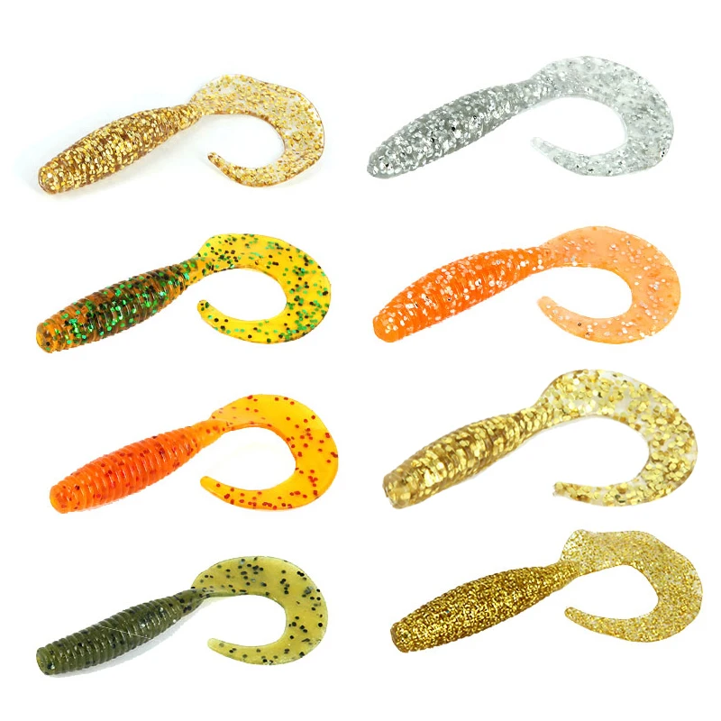 

20pcs/pack 4.5/5.0/8.0cm Soft Fishing Lures 1.77/1.97/3.15in Grub Bass Worm with C Tail Sea Fishing Fake Baits Maggot Lures