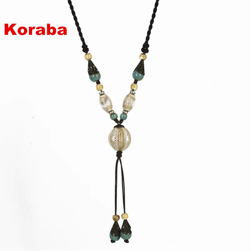Ceramic Necklaces & Pendants Jewelry Handmade Adjustable Long Necklace