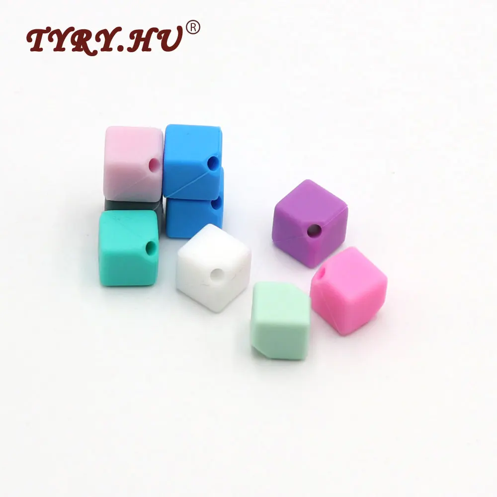 

TYRY.HU Original 9mm Cube Silicone Bead 10Pcs Baby Teether /Pacifier Chain Beads BPA Free Square Silicone Teething Necklace