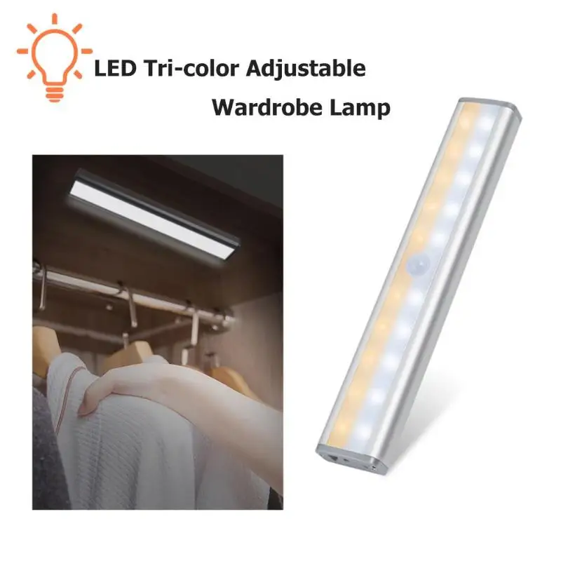 

20LED Portable PIR Motion Sensor Light USB Charging Dimmable Lamp Light Bar for Closet Cabinet Wardrobe Stairway Drawer Porch