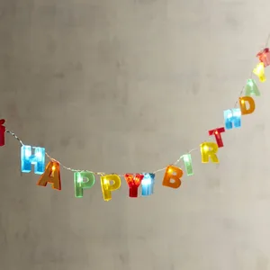 Красочные буквы формы огни с днем рождения светодиодный гирлянды батарея работает украшения для вечеринки в честь Дня рождения подарочный набор - изображение