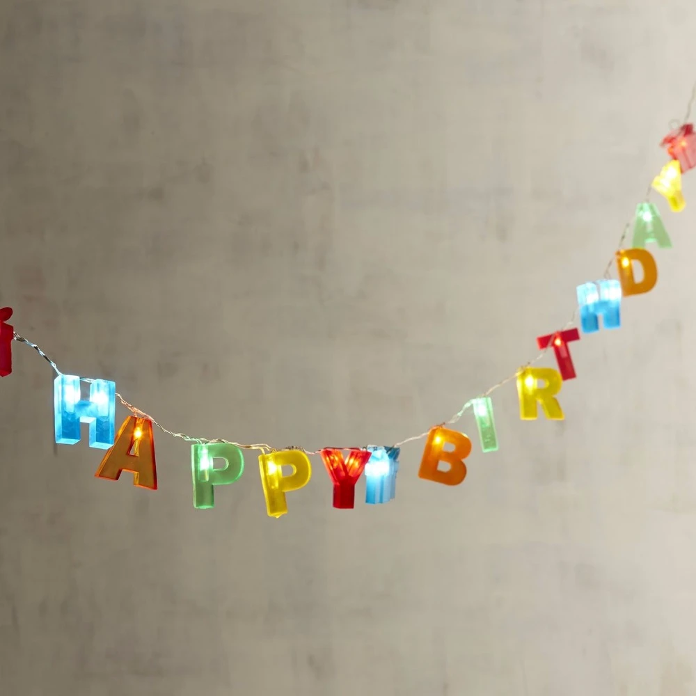 Guirlandes Lumineuses Colorees En Forme De Lettres Joyeux Anniversaire Led A Piles Decorations D Anniversaire Ensemble Cadeau De Fete Aliexpress