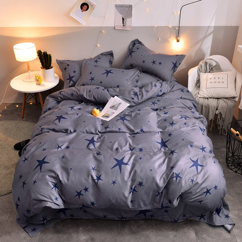 

BEST.WENSD Stars Decor Bedclothes Home Decorative Bedding Set Warm Soft Cotton 3/4pcs Duvet Cover Sets Flat Sheet Pillow Cover