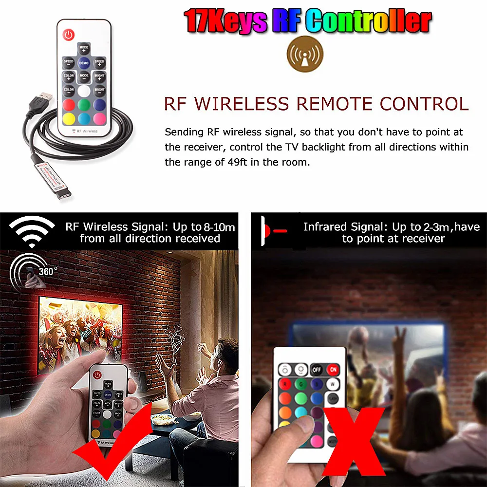 1 м 2 3 5050 USB светодиодный RGB светильник 5 в ТВ тыловая подсветка ing неоновый лента