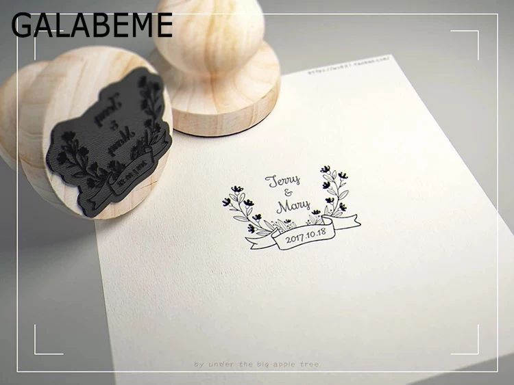 

Personalized name date Custom wood weddding stamp seal for Invitation stationery DIY vintage rustic wedding decoration