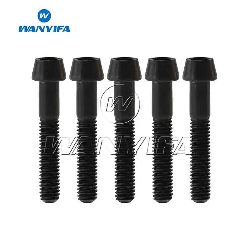 Титановый "Wanyifa" болты M6x35mm шестигранный винт с шестигранным шлицем для подключения гарнитуры вынос руля велосипеда винтами аксессуар 5 шт - Цвет: Taper Black