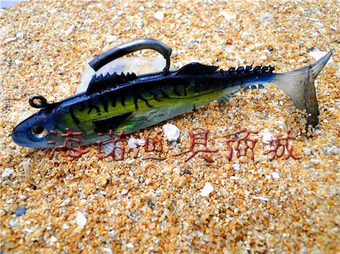 Soft fish bait lead fish lure blue mackerel soft bait vmc hooks 110mm