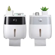 Bathroom Waterproof Tissue Box Plastic Bath Toilet Paper Holder Wall Mounted Paper Storage Box Double Layer Dispenser