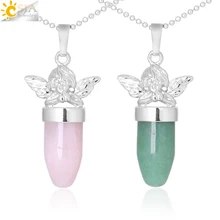 CSJA – collier avec pendentif petit ange pour femmes, livraison gratuite, bijoux en forme de balle, pierre naturelle, pendentif suspendu, F361