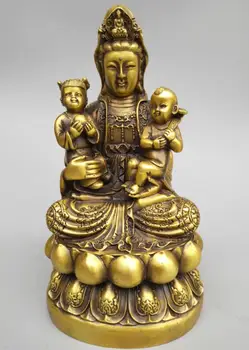 

China's Seiko carving pure brass Guanyin bodhisattva hug baby Buddha statue