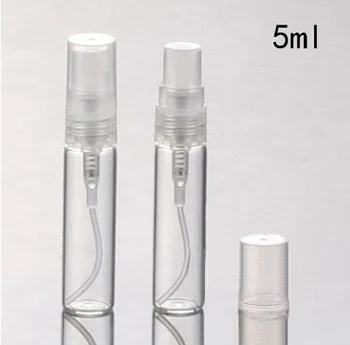 

100pcs / lot 5ml glass spray perfume bottle cosmetic packaging container