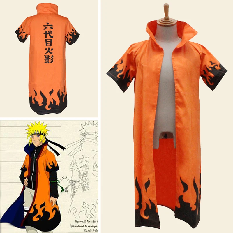 New Naruto Anime Uzumaki Naruto 6th Hokage Cosplay Clothes Naruto Cloak 