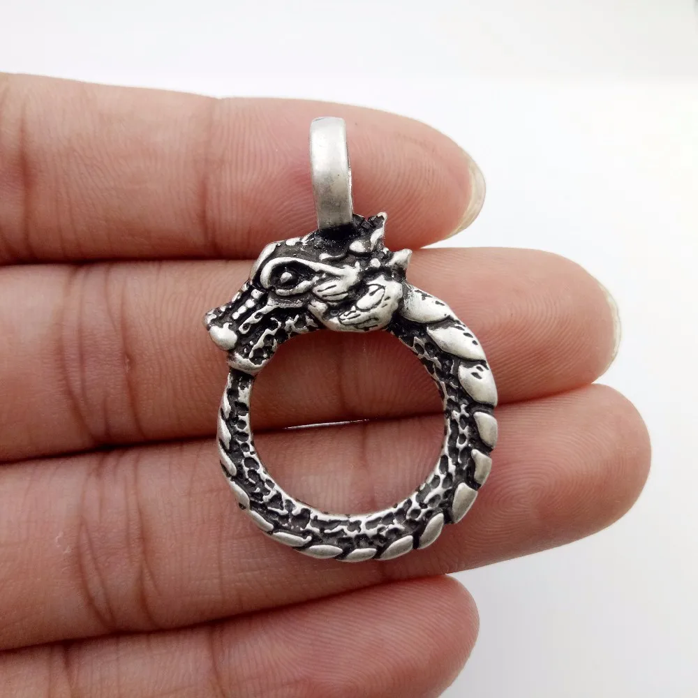 1 шт. deropshipping Новое поступление модные античные посеребренные ouroboros norse dragon кулон колье с кулоном в стиле викингов мужские ювелирные изделия