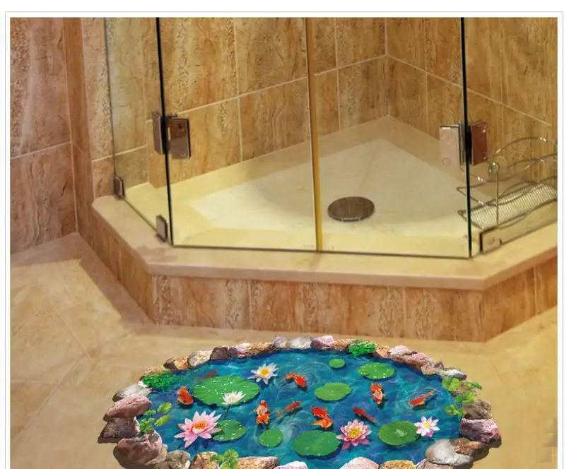 Home Decor 3D пруды Ванная комната стены Стикеры s Нескользящие тапочки жизни лотоса золотая рыбка узор стены Стикеры дома Deco mirror JU26 Home Decor 3D пруды Ванная комната стены Стикеры s Нескользящие тапочки жизни лотоса золотая рыбка узор стены Стикеры дома Deco mirror JU26