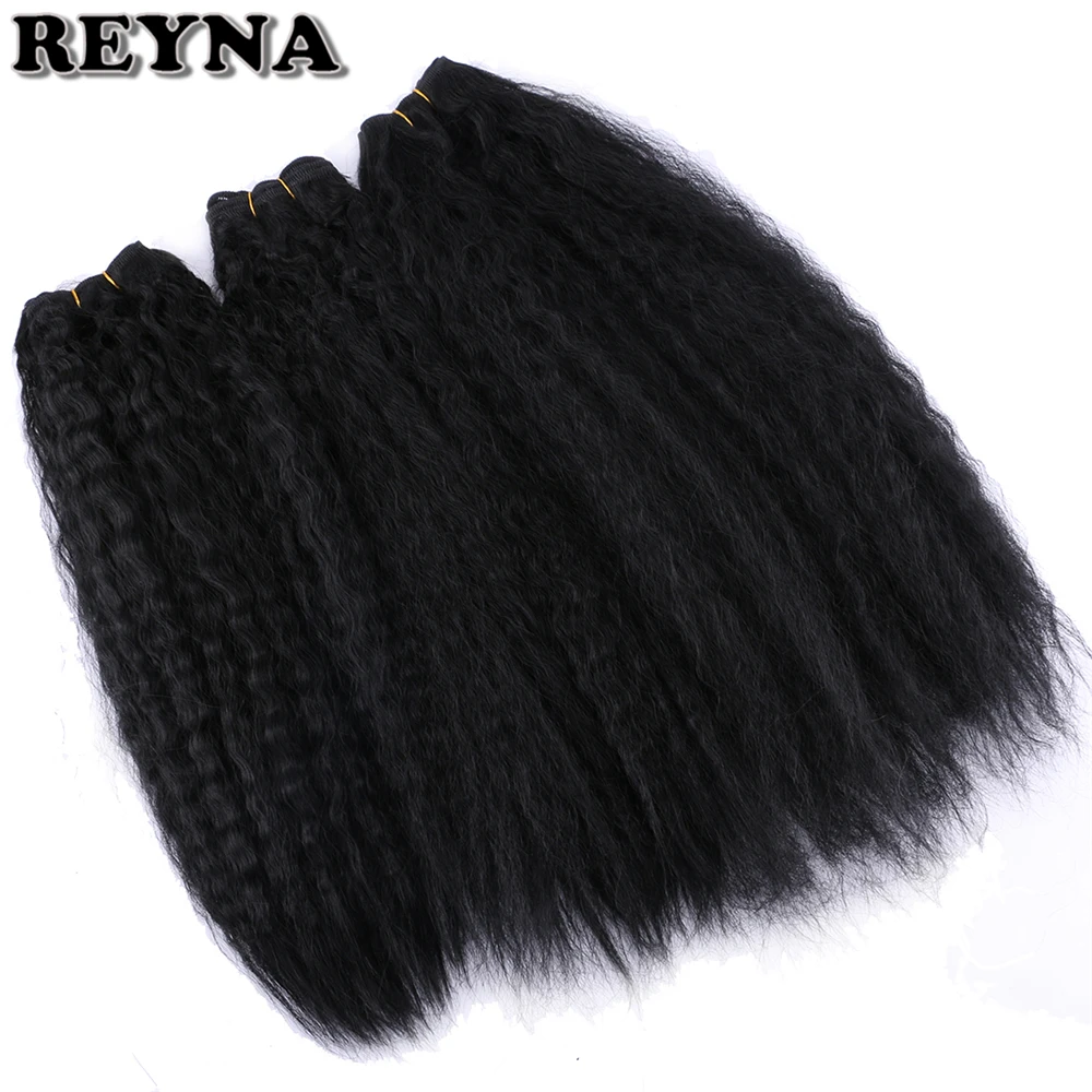 REYNA, кудрявые прямые волосы, плетение, синтетические волосы для наращивания, пряди, 3 шт., общий вес, 210 г, пряди волос для женщин