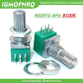 

5PCS RK097G 100K single linked B100K with a switch audio 6pin shaft 15mm power amplifier sealing potentiometer IGMOPNRQ