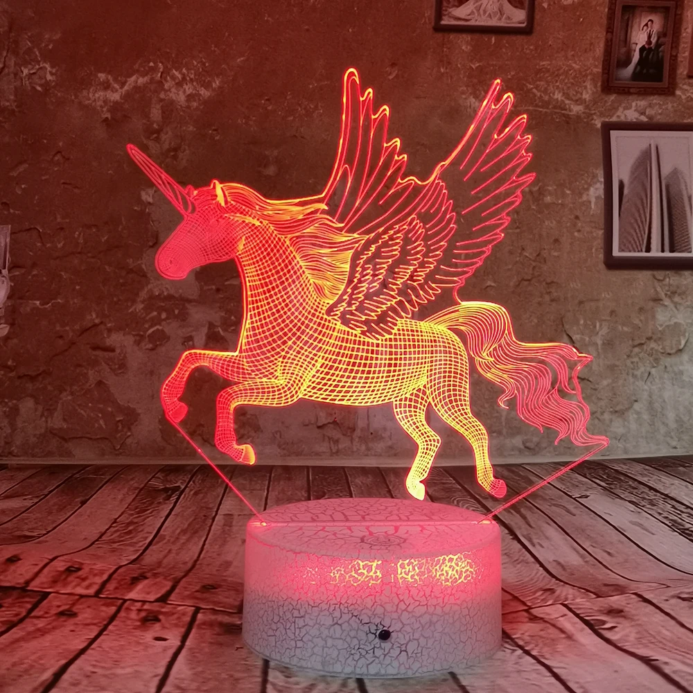 

Drop Shipping Beautiflu RGB Unicorn 3D Night Light Led 7 Color Touch Table Desk Lamp Birthday Gifts Toys Light For Kids Baby