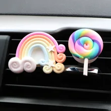 Для леди/девушки автомобильный освежитель воздуха на выходе орнамент леденец и Радуга авто духи твердый аромат