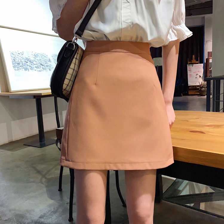 Hzirip стильные летние новые поступления женские офисные одноцветные винтажные узкие трапециевидные повседневные юбки с высокой талией в Корейском стиле большие мини-юбки