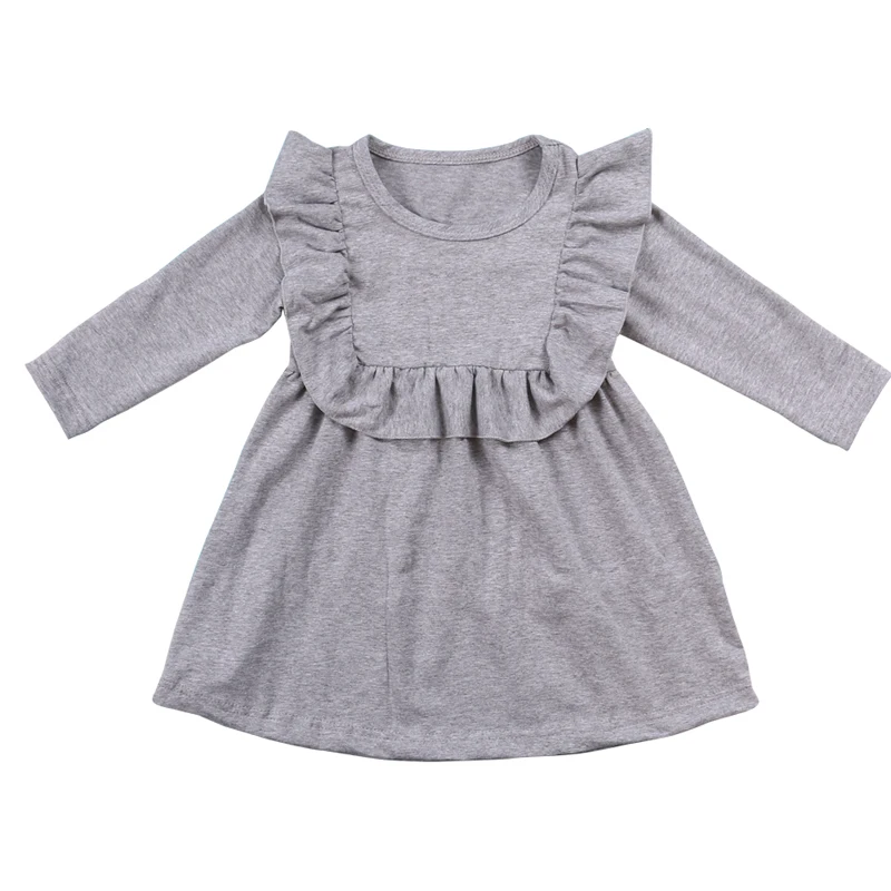 

MUDBALA Toddler Baby Girl Long Sleeve 100 Cotton Ruffle Bid Dress Teen Western Girl Blank Puffy Smocked Tunic Dress