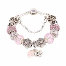 ФОТО aifeili european style vintage silver crystal charm bracelet original diy fit women bracelet fine  jewelry gift