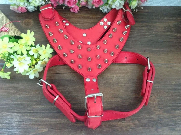 Leather Spiked Big Dog Harness Studded Dog Harness