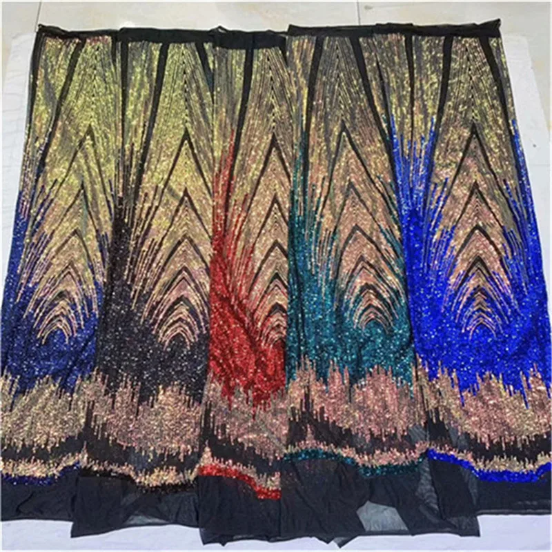

2019 New Design African Lace Fabric High Quality French Embroidered Tulle Lace Fabric with Sequins
