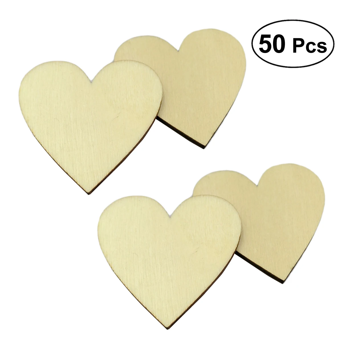 

50pcs 4CM Wooden Hearts Slices Embellishments for Scrapbooking Wedding DIY Crafts