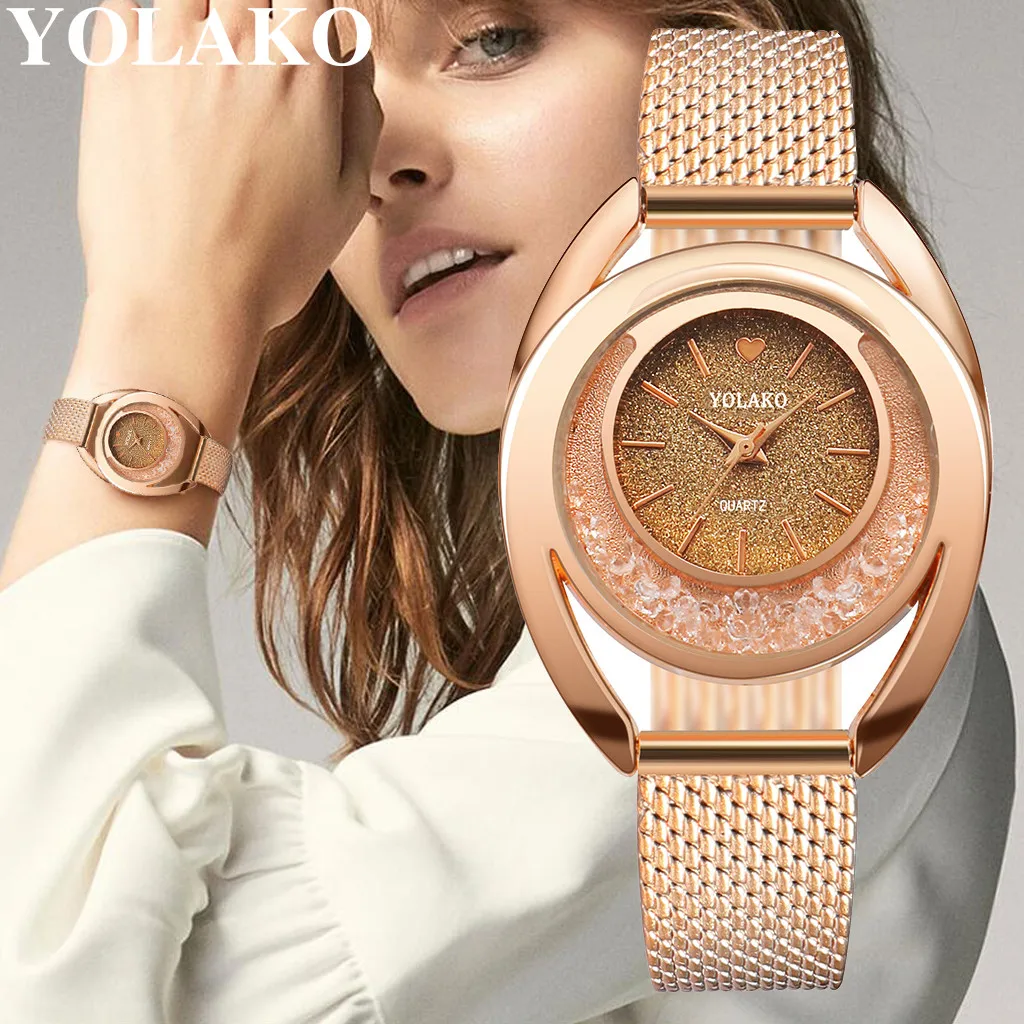 YOLAKO для женщин часы браслет кварцевые часы дамы наручные Relogio Feminino Diamond Reloj Mujer Горячие montre femme 533