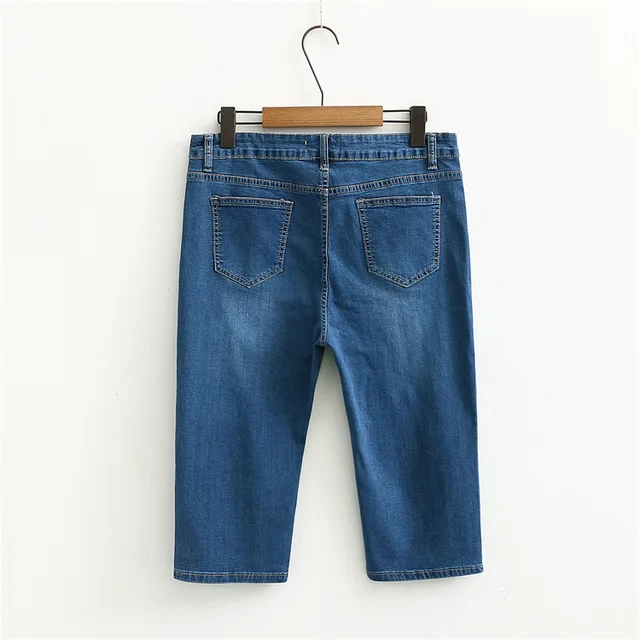Plus Size Skinny Capris Jeans Women Female Stretch calf-Length Denim Shorts Jeans For Woman Pants With High Waist Summer 1