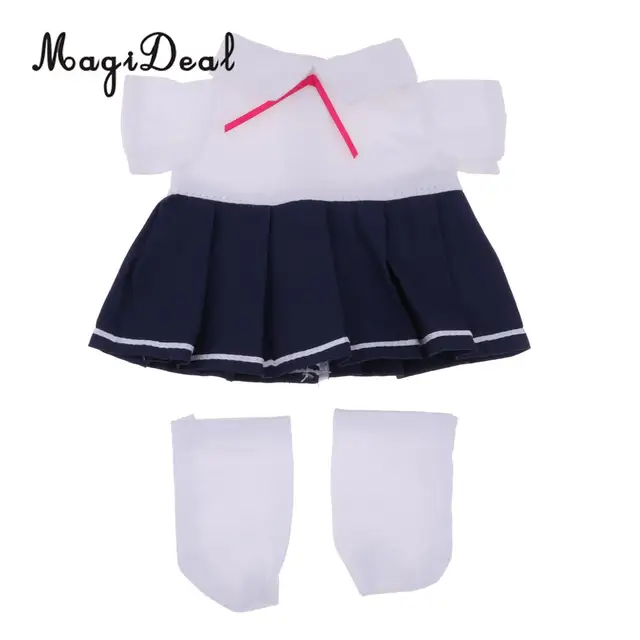 Lovely Clothes for Mellchan Baby Doll 9-11inch Doll School Pleated Dress Socks