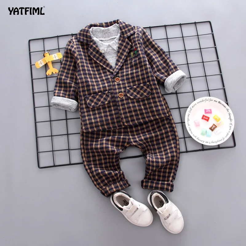 YATFIML/весенне осенний Новый костюм для мальчиков в английском стиле детский