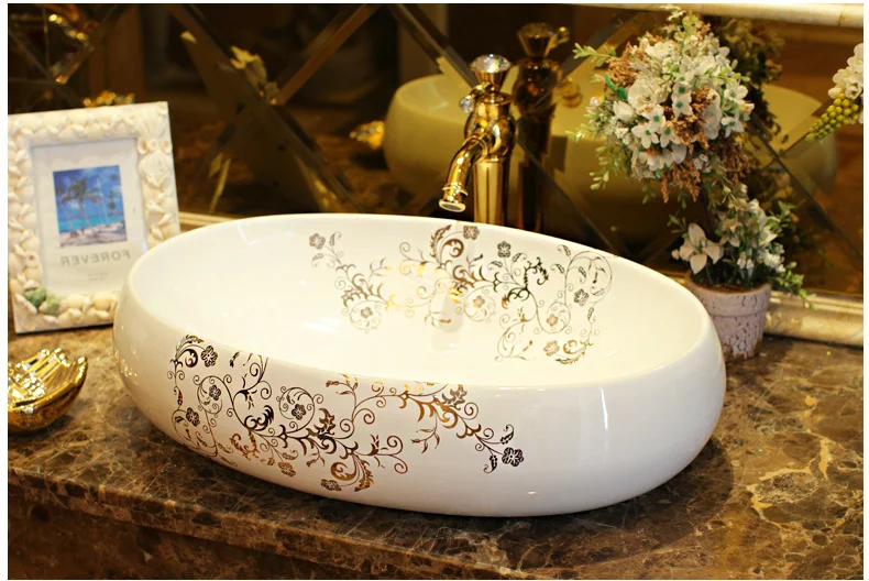 Oval Jingdezhen Bathroom ceramic sink wash basin Porcelain Counter Top Wash Basin Bathroom Sinks white porcelain sink bowl (1)