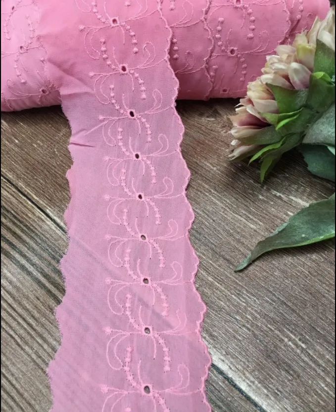 DIY ручной работы лоскутное хлопок кружева глубокий розовый шифон Вышивка Кружева 7 см