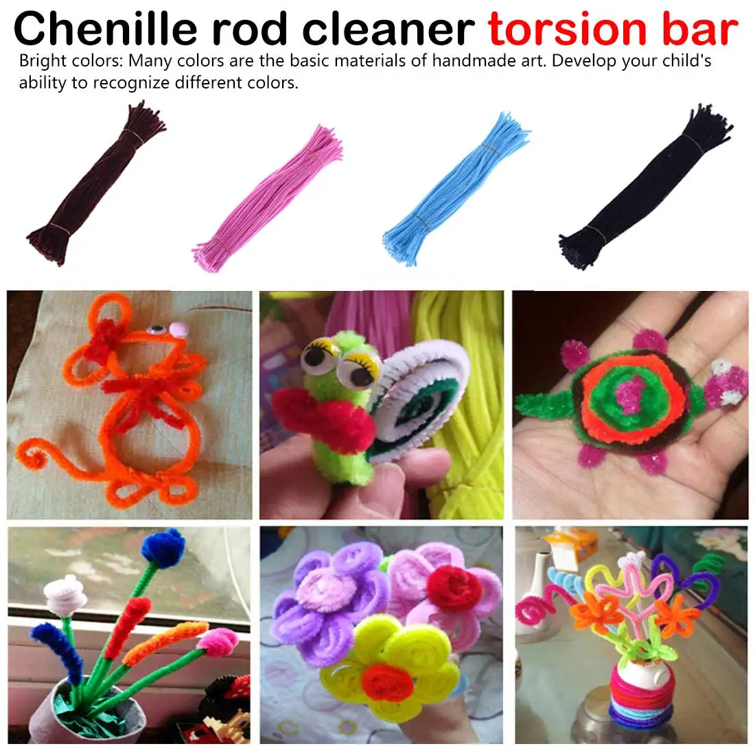 

100Pcs/set Educational Toys Montessori Materials Chenille Children Sticks Puzzle Craft Colorful Pipe Cleaner Handmade DIY Toys