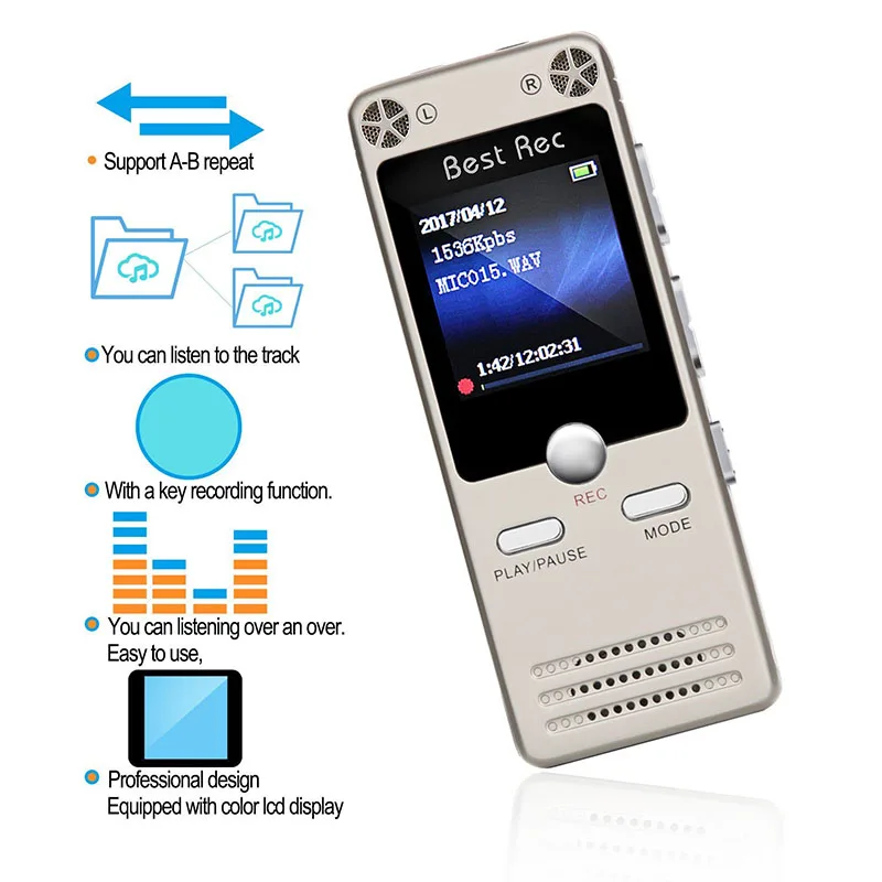 

New Professional 8GB Digital Audio Voice Recorder Pen Mini MP3 Player Rechargeable Voice Activated Recording Dictaphone GDeals