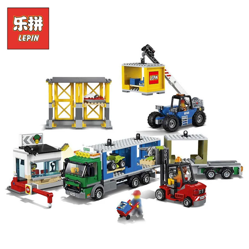 

In Stock Lepin Sets 02082 828Pcs City Figures Cargo Terminal Model Building Kits Blocks Bricks Educational Kids Toys Gift 60169