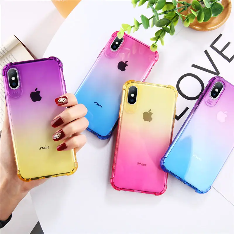 

Moskado For iPhone 7 Case Gradient Color For iPhone 6 6s 7 8 Plus X XR XS Max Shockproof Airbag Phone Case Soft TPU Back Cover