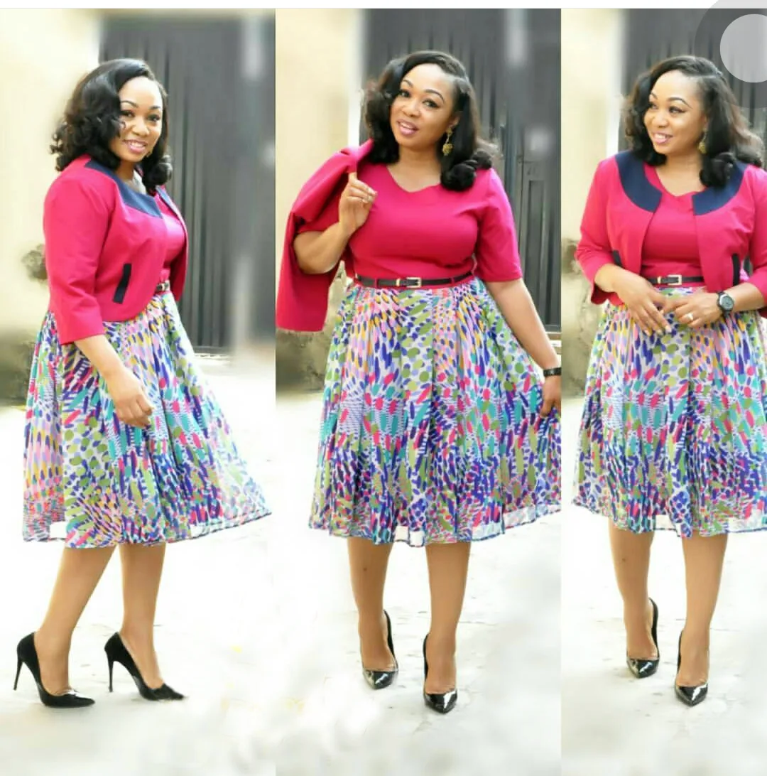 

2018 chiffon printed dress jacket shawl suit African women's two-piece suit