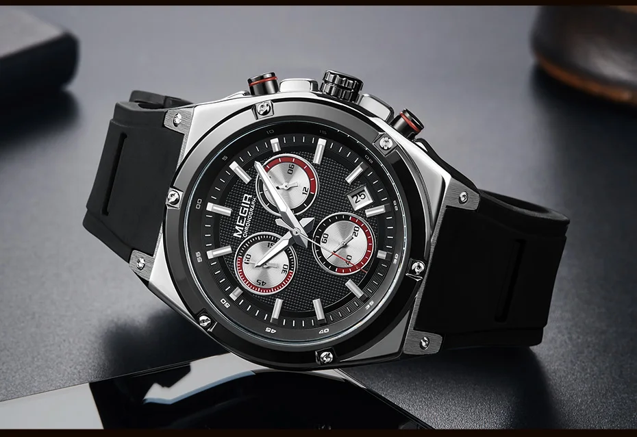 MEGIR спортивные мужские часы лучший бренд Роскошный хронограф кварцевые часы мужские Relogio Masculino силиконовые армейские военные наручные часы