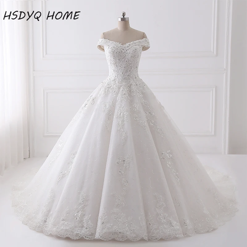 Beading Wedding Dresses Real Photo Appliques Lace Up Back Bridal Dress Ball Gown Long Wedding Gown