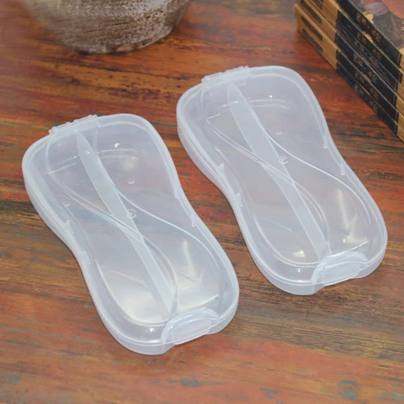 Портативные столовые приборы для детей Толстая пластиковая коробка пластиковая ложка Вилка дорожная прозрачная коробка для посуды Органайзер чехол