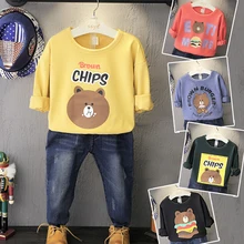 Children into the boy girl leisure jacket with long sleeves cartoon loose t-shirts, fleece the new during the spring and autumn