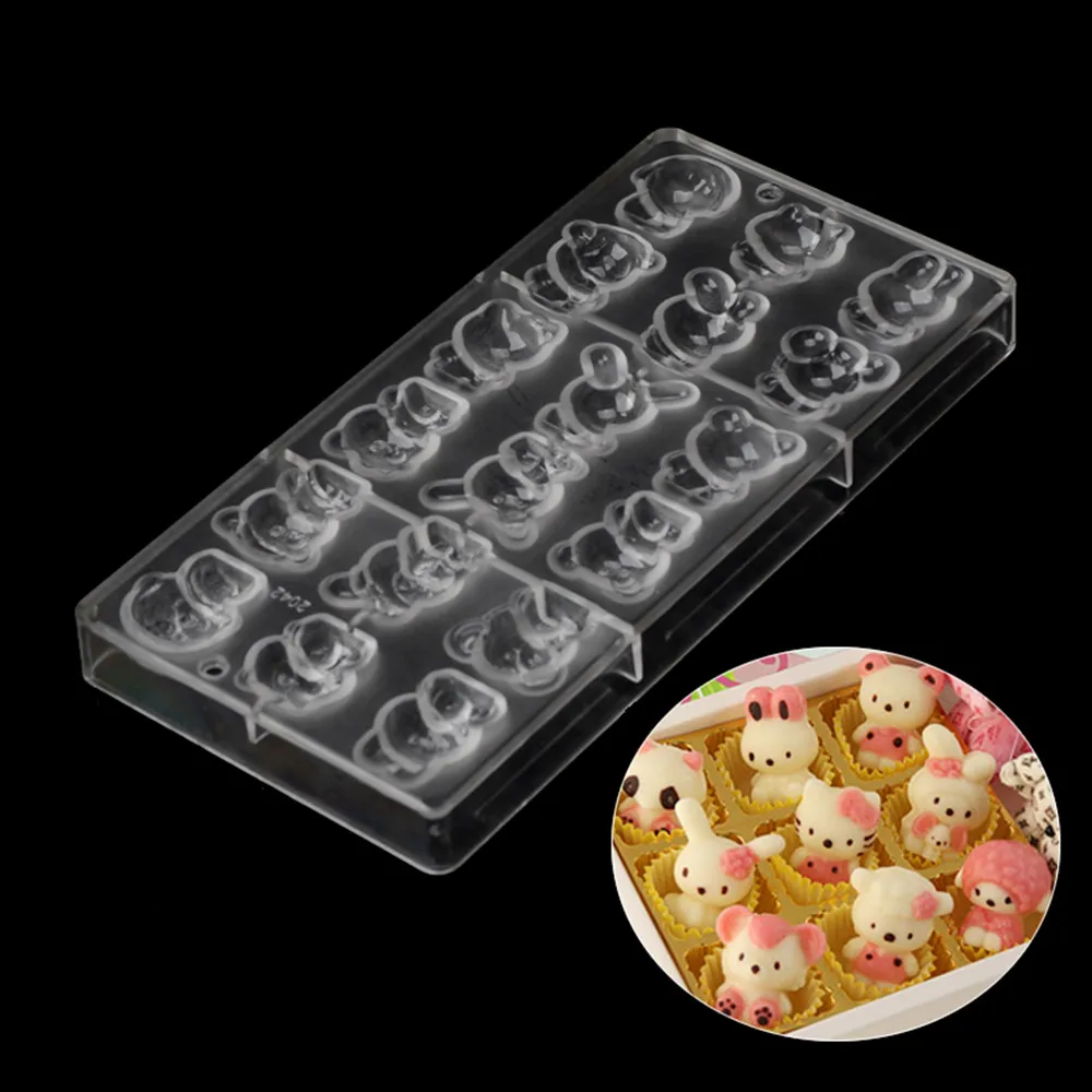 New arrival food grade pc plastic cartoon hot chocolate mold wholesale christmas wedding cartoon chocolate baking