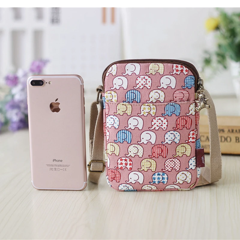 

Mini Women Shoulder Phone Bag For Samsung s7 edge s8 Clip hanging Universal 6 5.5 4.7 inch Canvas Cute mobile Pouch Neck