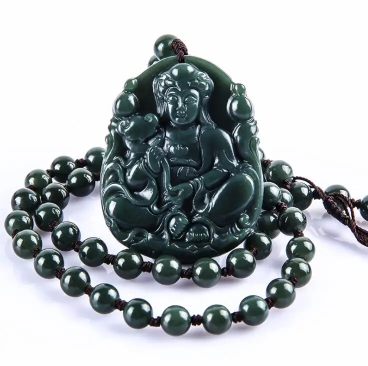 

Natural hetian jade QINGYU Guanyin pendnat men's Patron saint samantabhadra bodhisattva pendant