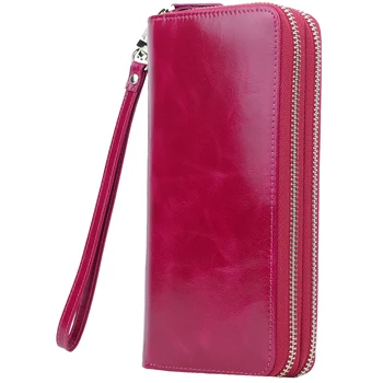 

ladies long wallets genuine leather women party day clutches bags red solid color fashion evening casual wallet clutch bags