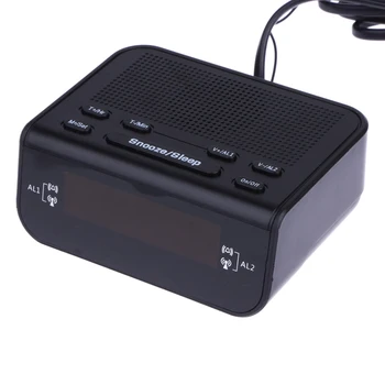 

Modern Design Compact Digital Alarm Clock FM Radio with Dual Alarm Buzzer Snooze Sleep Function Red LED Timer Easy to Read