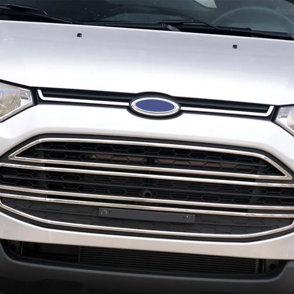 2 шт./компл. ABS Хромовая Автомобильная передняя решетка декоративная крышка с логотипом спереди боковой защитой отделка Стикеры подходит для Ford Ecosport 2012